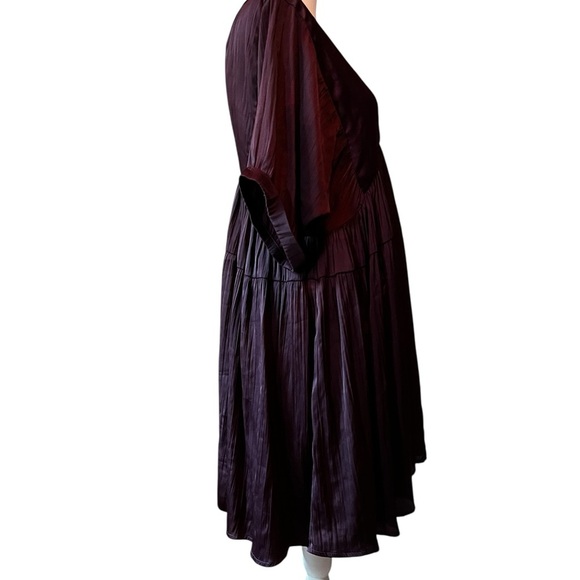 Free People Deep Purple Midi Dress Size Medium V-neck - Picture 4 of 8